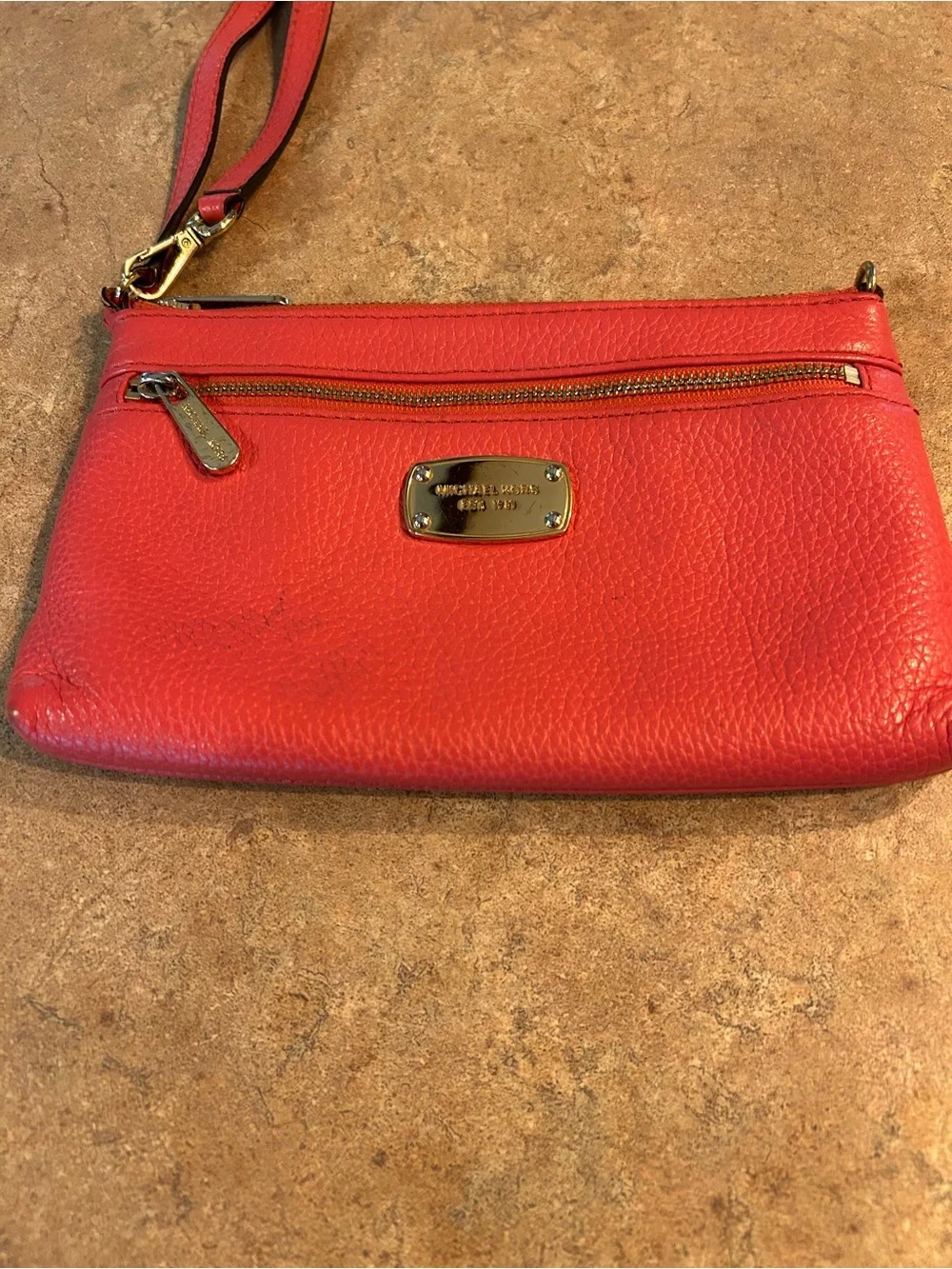 Michael Kors Coral Barbie Pink Leather Wristlet Clutch